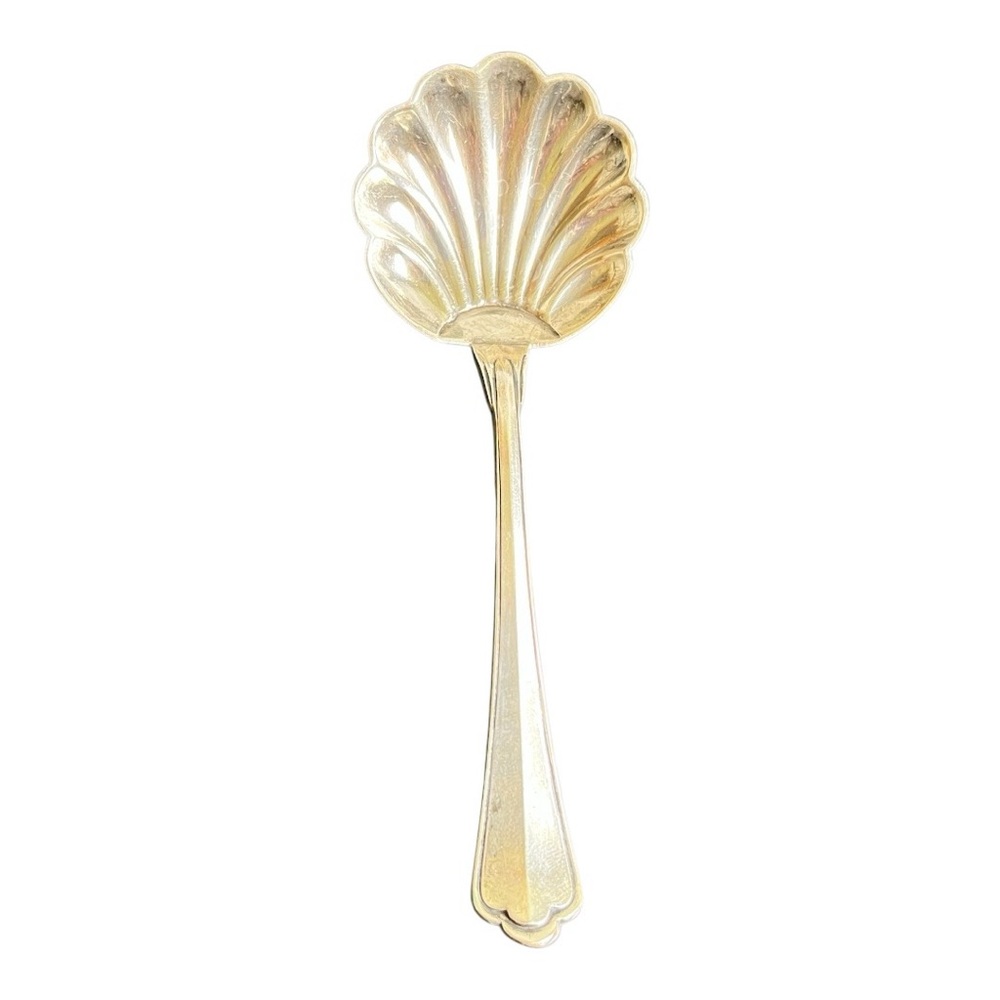 Wide Deco Silver Lotus Chutney Spoon
